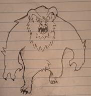 angry fangs full_body monster open_mouth redraw soyjak traditional_media variant:feraljak // 1023x1084 // 1.0MB