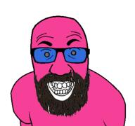 beard blue_glasses brown_beard doll_(user) glasses grey_eyes half_open_mouth merge pink_skin soyjak variant:el_perro_rabioso variant:israeli_soyjak // 427x400 // 29.3KB