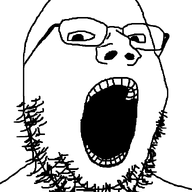 animated glasses hand holding_object no_eyebrows open_mouth small_eyes soyjak stubble variant:gapejak // 600x800 // 144.7KB