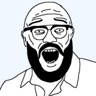 beard clothes ear glasses open_mouth soyjak variant:unknown // 499x500 // 4.7KB