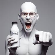 angry glasses grey_background hand meta:ai_generated nipple open_mouth pointing realistic shirtless soy soylent soylent_bottle stubble variant:unknown // 1024x1024 // 71.5KB