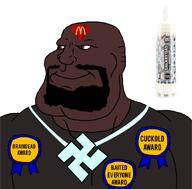 big_ronald_cock black_nazi brc bwc cuck cuckold galaxy_gas kanye_west mcdonalds meta:tagme nazism nigger queen_of_hearts subvariant:mexiaryan swastika t50_eyes variant:meximutt // 1200x1180 // 337.5KB