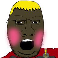 aliased award badge blond blush glasses nigger open_mouth stubble subvariant:hunky_twink_sex_machine variant:potatosoi // 1024x1024 // 173.9KB