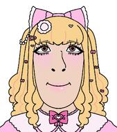 blond bow brown_eyes dress female front_facing hair_clip lipstick long_hair looking_at_you makeup mouth_closed nail_polish smile subvariant:himeson variant:cobson white_skin // 962x1094 // 129.8KB