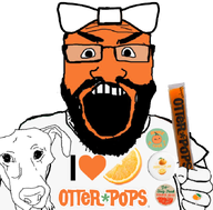 animal beard bow button clothes dog ear eyebrows glasses heart i_heart open_mouth orange orange_skin otter_pops popsicle subvariant:science_lover teeth variant:markiplier_soyjak // 680x671 // 312.1KB