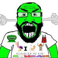 banban clothes garten_of_banban glasses green_skin i_love jumbo_josh open_mouth opila_bird steam stinger_flynn stubble subvariant:science_lover variant:markiplier_soyjak // 687x683 // 194.7KB