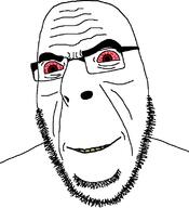 angry bloodshot_eyes glasses smile soyjak stubble variant:cobson // 721x789 // 33.7KB