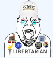 ayn_rand bloodshot_eyes button cato_institute clothes crying flag:progress_pride_flag george_mason_university glasses hat immigration libertarian libertarian_party objectivism open_mouth south_park stubble teeth tongue tshirt // 1169x1275 // 589.4KB