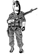 accessory batalhão_de_operações_policiais_especiais beard black_eyes carlos_latuff clothes full_body glasses gun ominous stubble subvariant:hornyson teeth teeth_showing variant:cobson white_background white_skin // 768x768 // 46.2KB