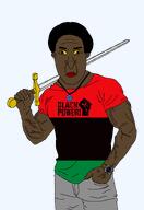 black_power black_skin buff flag:pan-african jewish_star jews nigger star_of_david subvariant:vlodpedo sword variant:vlodson vlodson_will_always_be_a_gem // 1514x2210 // 181.3KB