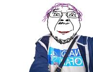 clothes glasses hair lipstick nafo nato purple_hair smile soyjak stubble variant:bernd // 1537x1194 // 699.8KB