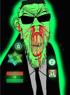 africa african_american afro_nationalism blood central_intelligence_agency clothes fried_chicken glasses glowie glowing glownigger green judaism kfc kike mossad pun seething subvariant:feralrage suit sunglasses variant:feraljak // 884x1200 // 770.7KB