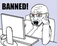 ban bloodshot_eyes computer crying ear glasses monitor open_mouth soyjak stubble text variant:soyak // 452x363 // 124.1KB