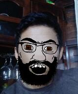 Warrior-Z(user) arab beard brown_eyes brown_skin clothes ear glasses hair irl irl_background islam nigger open_mouth sandnigger shitskin stubble subvariant:tetojak variant:feraljak wine_glass // 366x443 // 200.5KB