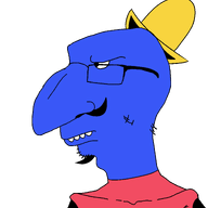 big_nose blue_skin cartoon frumplequest glasses humanod joe_gran looking_to_the_left mustache mutt nose stubble ukinojoe variant:kikemutt variant:soyak yellow_hat youtube // 3000x3000 // 432.4KB