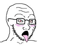 ahegao glasses open_mouth soyjak stubble tongue variant:soyak wtf // 1000x800 // 32.1KB