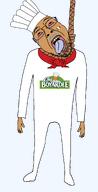 blood bloodshot_eyes brown_skin chef chef_boyardee chef_hat clothes crying flag:italy full_body glasses hand hanging italy leg mustache open_mouth rope skinny soyjak stubble suicide tongue transparent_background variant:bernd yellow_teeth // 1048x2048 // 294.7KB