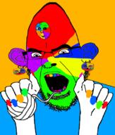 4soyjaks arm baby colorful deformed ear earring eyelashes facial_mark forehead_mark glasses hair hand holding_object mustache nose_piercing nose_ring open_mouth painted_nails soyjak stubble subvariant:jacobson subvariant:slutson tranny variant:a24_slowburn_soyjak variant:cobson variant:david yarn_ball // 723x851 // 224.5KB