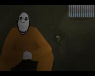 alcatraz arm beard biting_lip black_sclera button clasped_hands clothed clothes cloud cracks detail eyebrows full_body glasses glowing_eyes grass hair hand imminent_rape jail jumpsuit leg letterboxing lips looking_at_you nose outdoors overcast realistic seat shaded shading stubble subvariant:hornyson torso undershirt variant:cobson wall white_skin window wrinkles // 2500x2000 // 1.5MB