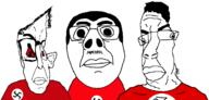 chud deformed_trio glasses hair mustache nazism red_shirt subvariant:brunetto swastika variant:bernd variant:parrotjak variant:sloppy // 1226x588 // 31.5KB