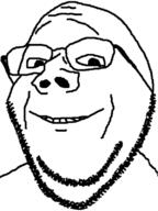 glasses smile soyjak squished stubble subvariant:wholesome_soyjak variant:gapejak variant:impish // 600x800 // 75.9KB