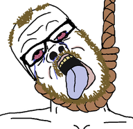 ack bloodshot_eyes brown_hair brown_stubble coomer crying eyebags hanging noose rope rotten_teeth suicide tired tongue variant:a24_slowburn_soyjak white_skin yellow_teeth // 1100x1068 // 45.5KB