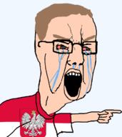 bloodshot_eyes brown_hair coat_of_arms crying flag flag:poland_ensign open_mouth poland variant:chudjak white_skin // 680x762 // 124.8KB