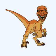 animal claw dinosaur distorted full_body glasses open_mouth prehistoric series:animaljaks series:dinosaurjaks sharp_teeth soyjak stubble tail variant:el_perro_rabioso velociraptor yellow_sclera // 1200x1200 // 36.3KB