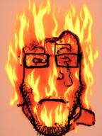 bald burning closed_mouth dead fire glasses gore neutral orange_background stubble subvariant:neutralplier variant:markiplier_soyjak // 576x768 // 706.1KB