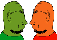 arrow closed_mouth clothes ear glasses green_skin greentext orange_skin orangetext side_profile smile stubble subvariant:masscholar subvariant:massjak subvariant:scholar text tshirt variant:gapejak white_background // 1022x723 // 19.2KB