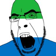 angry country flag glasses open_mouth sierra_leone soyjak stubble variant:cobson // 721x720 // 10.2KB