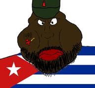 FerdinandDist(namefag) angry beard brownoid1488 closed_mouth clothes communism cuba cuba_vs_puerto_rico dick fat fidel_castro flag:cuba front_facing hammer hat mutt nigger obese penis piss shitskin soyjak stubble subvariant:meximutt_front template variant:meximutt // 1920x1766 // 333.0KB