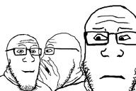 3soyjaks alternate bullying closed_mouth glasses hand laughing open_mouth sad stubble subvariant:neutralplier subvariant:sideplier subvariant:threefourthsplier variant:markiplier_soyjak whisper // 900x600 // 112.7KB