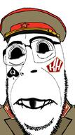 bbc biting_lip closed_mouth clothes collar_tabs communism deformed distorted epaulettes frown glasses hammer_and_sickle hat kgb kolyma kuz military_uniform queen_of_spades soviet_army_uniform soyjak star stubble subvariant:hornyson tattoo uniform variant:cobson // 500x900 // 233.0KB