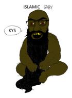 baby beard brown_skin glasses islam kys open_mouth soyjak speech_bubble subvariant:tetojak text variant:feraljak yellow_teeth // 692x950 // 138.5KB