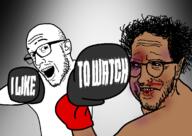 2soyjaks biting_lip black_eye black_skin blood boxing boxing_glove bruise ear esam fight glasses hair nigger open_mouth punch stubble technicals variant:esam variant:thunderf00t youtube youtuber // 1140x806 // 212.1KB