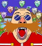 chaos_emerald clothes dr._eggman ear gem glasses green_hill_zone hair multiple_soyjaks mustache open_mouth orange_hair sega smile sonic_(series) sonic_the_hedgehog soyjak stubble variant:bernd variant:impish_soyak_ears white_skin // 680x737 // 501.3KB