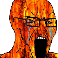 animated beard big_eyes bloodshot_eyes burn burning burnt crying ext=gif fire glasses open_mouth red_eyes series:elementjaks soy soyjak stretched_chin stretched_mouth stubble tear variant:soyak // 589x720 // 5.0MB
