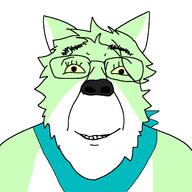 animal animal_ears bandana closed_mouth faggot fur furfag furry glasses green_skin half interloper life meta:tagme smile soyjak subvariant:trannyfur variant:bernd wolf yellow_sclera // 1378x1378 // 67.2KB