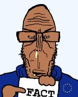 artist:sabiopajin balding bloodshot_eyes blue_shirt booger brown_skin fact flag:european_union holding_object stubble subvariant:euromutt user=sabiopajin variant:markiplier_soyjak // 1039x1300 // 42.0KB