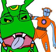 2soyjaks ack deoxys fang front_facing glasses hoenn nintendo open_mouth pokemon pokemon_oras rayquaza strangling subvariant:chudjak_front variant:bernd variant:chudjak video_game white_background yellow_eyes // 981x920 // 163.9KB