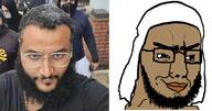 arab beard brown_skin closed_mouth clothes glasses hat islam keffiyeh mohammed_hijab smile smug soyjak variant:chudjak // 595x314 // 210.1KB