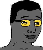 glasses grey_skin hair handsome smile soot soot_colors soyjak soyjak_party variant:chudjak // 640x734 // 13.5KB