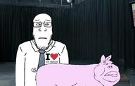 2soyjaks animal arm black_mirror closed_mouth ear food glasses heart i_love irl_background looking_down objectsoy pig sad screen slop stubble subvariant:neutralplier text the_national_anthem variant:markiplier_soyjak variant:meximutt // 716x455 // 73.9KB