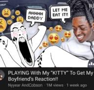 arm bbc black_skin blush closed_eyes couple dreads emoticon hand heart irl_background large_gape more queen_of_spades sex smile speech_bubble tattoo text thumbnail variant:cobson video youtube // 1170x1124 // 469.5KB