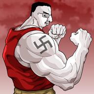 buff cloud drawn_background full_body guile looking_to_the_right muscles nazism street_fighter swastika variant:chudjak // 2000x2000 // 1.4MB