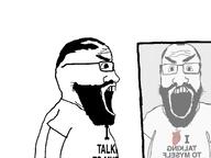 arm bald beard clothes eyebrows glasses hair heart i_heart i_love looking_at_you looking_to_the_right mirror mustache nose open_mouth reflection samefag subvariant:science_lover subvariant:sideplier teeth text variant:markiplier_soyjak white_background white_skin wrinkles // 1000x750 // 99.3KB