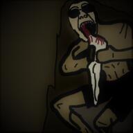 blood classical_art_parody francisco_goya glasses gore open_mouth redraw saturn_devouring_his_son soyjak variant:bernd // 1000x1000 // 280.2KB