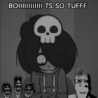 mango maya_(ongezellig) ominous ongezellig sigma skull soyjak_trio subvariant:neutralplier trollface variant:gapejak variant:markiplier_soyjak variant:tony_soprano_soyjak // 720x720 // 212.9KB