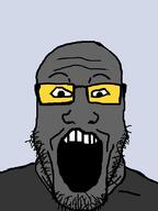 glasses grey_skin open_mouth soot_colors soyjak stubble variant:markiplier_soyjak // 600x800 // 26.6KB